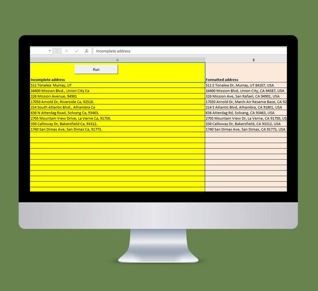 Standardize/Validate Addresses in Excel - Address Cleanser